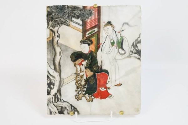 CHINA, Malerei auf dünner Marmorplatte 30x34cm