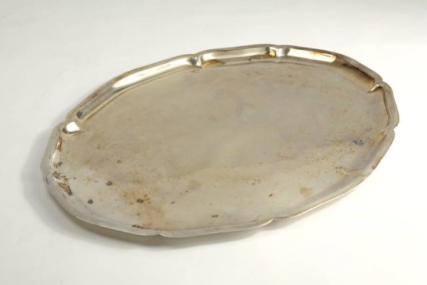 SILBERTABLETT, Sterling, oval, 38x29cm, 790g