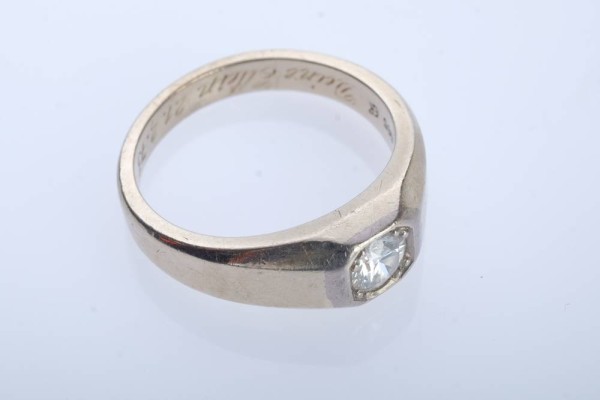 RING besetzt mit Brillant, um 0,5ct, schöne Brillanz, Weißgold 585, Gr. 58, 6,6g