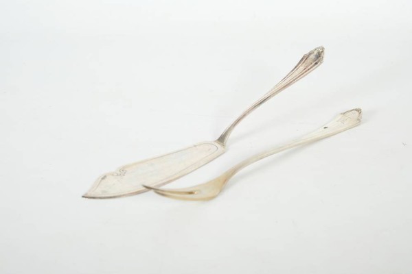 TRANCHIERBESTECK Fisch, 2 Teile (800er Silber), 1 Fischmesser = 119g, 1 Gabel = 99g