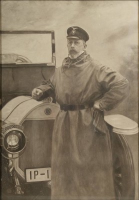 ALTE FOTOGRAFIE Prinz Heinrich von Preußen vor Benz, nach einem Plakat von 1913, 41x60 cm, R: 49x67cm