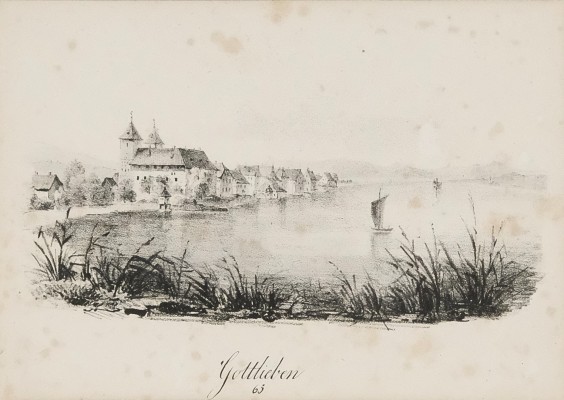 Gottlieben, alte Lithographie 1832.