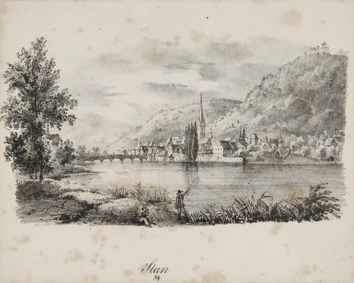 Stein am Rhein, alte Lithographie 1832.