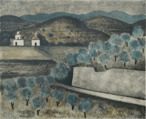 Breiter, Herbert (1927-1999) Südliche Landschaften - Blick zum Meer, 1971, Farblithographie auf Papier.