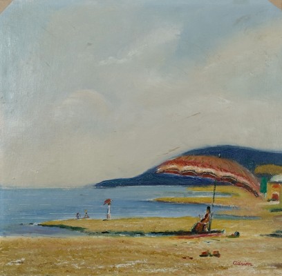 Adrion, Lucien (1889-1953) Strandmotiv, Öl auf Platte.