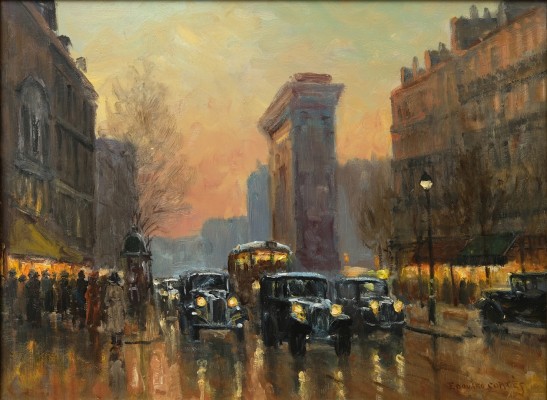 Cortes, Édouard Leon (1882-1969), Arc De Triomphe Au Soir, um 1928, Öl auf Holz.