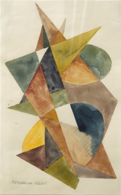 Luciskin, Sergej A. (1902-1989) Abstrakte Komposition, 1923, Aquarell in warmen Erd- und Grüntönen.