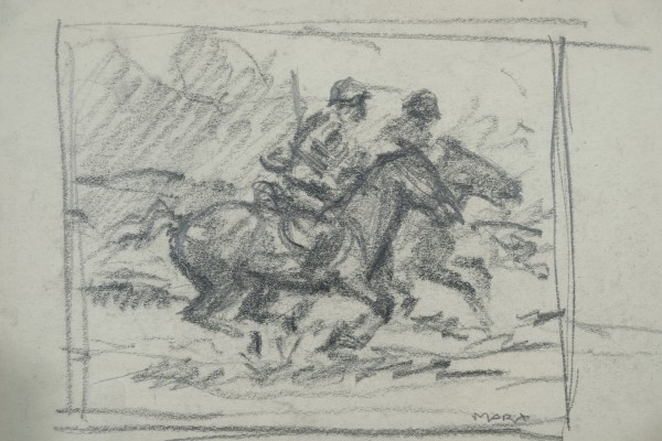 Marx, Franz (1889-1960) Polospieler, Bleistift auf Papier.