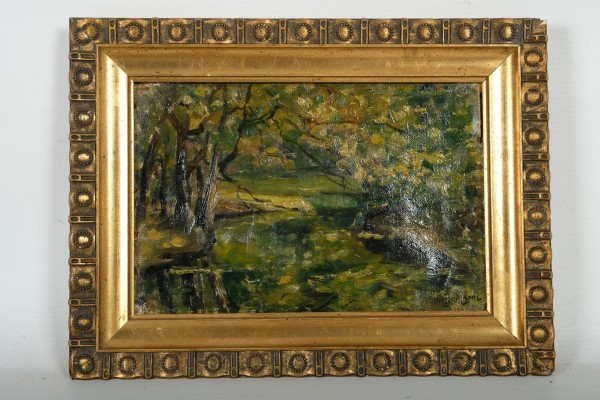 Skjelbrog, Axel (1895-1970) Waldstück, um 1930, Öl auf Leinwand.
