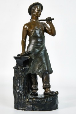 Gambogi, Giuseppe (1862-1938) Schmied mit Werkzeug, Bronze.