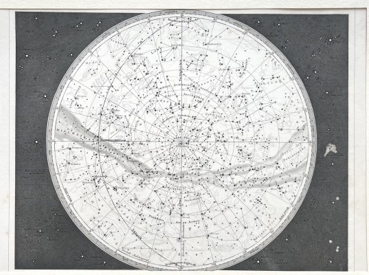 Nördliche und Südliche Sternkarte, ca. 1860, Stahlstich. Von R. Schmidt nach G. Heck.