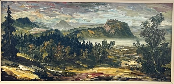 Mönch, Erich (1905-1977), zugeschrieben, Landschaftsausblick, 1972, Öl auf Platte.