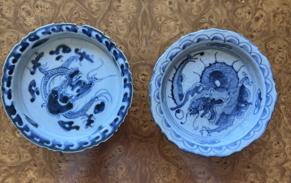 Zwei Porzellan-Tazza, wohl Ming-Periode, China.