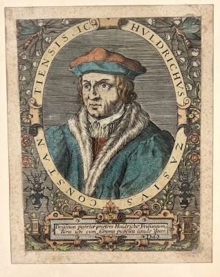 Zasius, Ulrich (1461-1535) Portrait, kolorierter Kupferstich. Auf Latein beschrieben mit 