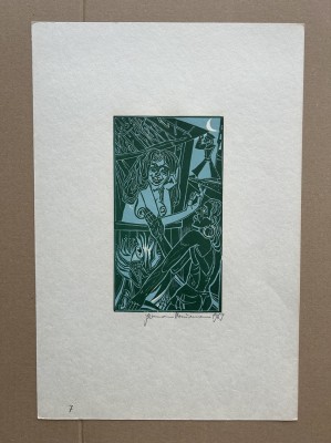 Naumann, Hermann (geboren 1930) Ohne Titel, 1969, Farbholzschnitt.