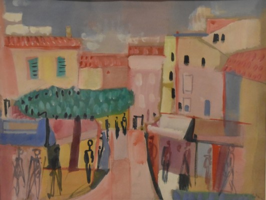 Adam, Otto (1901-1973) Mediterrane Innenstadt, Aquarell.