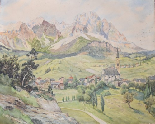 Drege, Herrmann Theodor (1882-1971) Alpenblick, Aquarell.