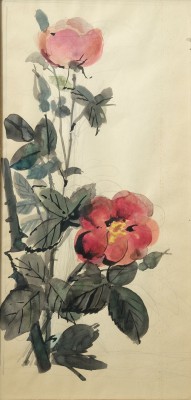 Kunz, Otto Ludwig (1904-1985) Rosen-Studie, Aquarell. Unfertige Rosen-Studien aus Künstlernachlass.