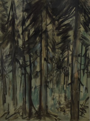 Nell-Runnebaum, Waldtraut (geboren 1915) Wald, Aquarell.