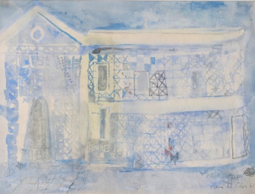 Vieira da Silva, Maria Helena (1908-1992) Blue House, Aquarell mit Filzstift, 1948.