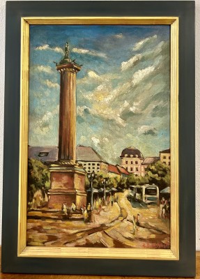 Battistella, R. (20. Jahrhundert) Luisenplatz Darmstadt, Öl auf Platte, 1947.