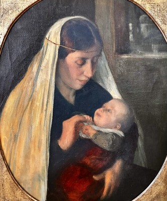 Diez, Hugo (1863-1943) Mutter mit Kind, Öl auf Leinwand, um 1900.