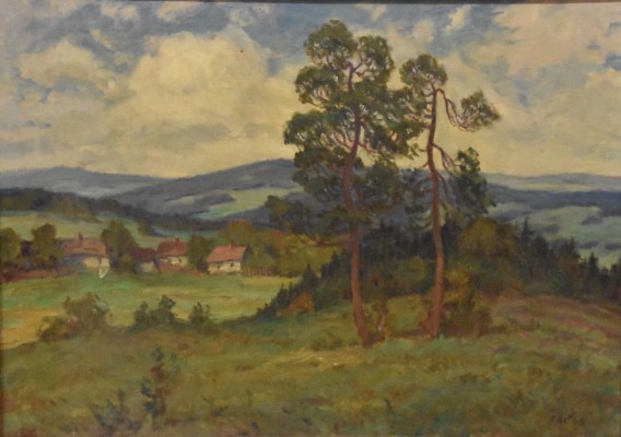 Faltus, Rudolf (1884-1947) Hügellandschaft, Öl auf Leinwand.