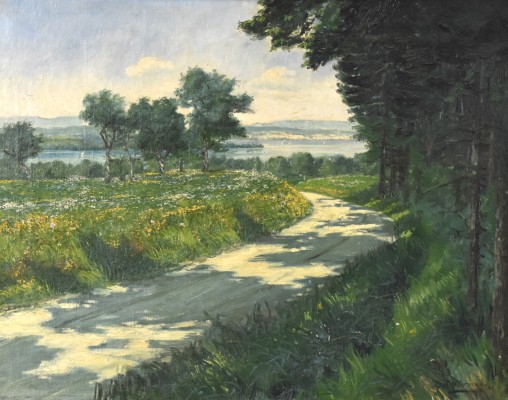 Kellermann, Karl (1881-1968) Feldweg am See, Öl auf Leinwand.