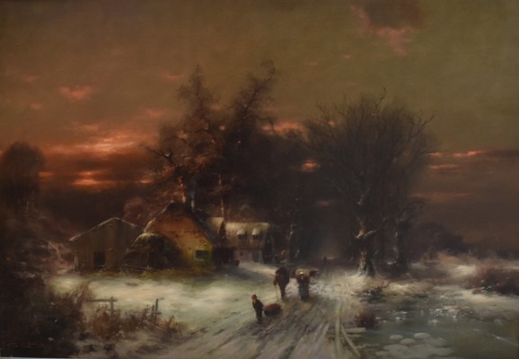 König, Günter (1927-2007) Abendliche Winterstimmung, Öl auf Leinwand.