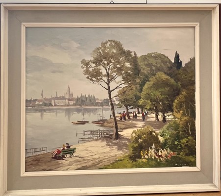 Munding, Anton (1903-1976) Blick auf Konstanz, Öl auf Leinwand.