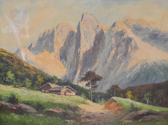 Schönborn, S. (20. Jahrhundert) Berglandschaft, Öl auf Leinwand.