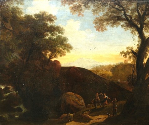 Siberechts, Jan (1627-ca. 1703) Italienische Landschaft mit Hirten, Öl auf Holz, 1649.