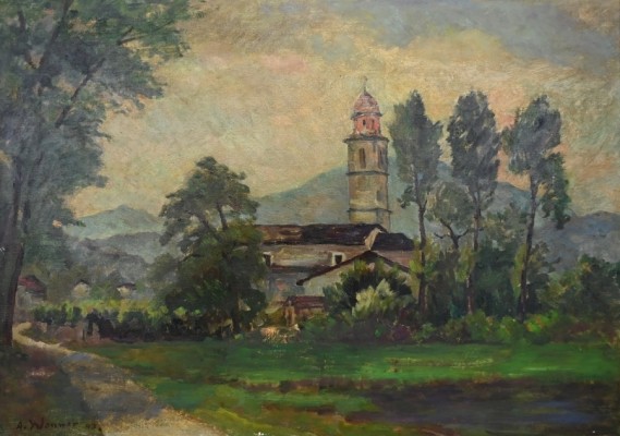 Wenner, Albert (1879-1962) Alpendorf, Ölgemälde auf Leinwand, 1943.