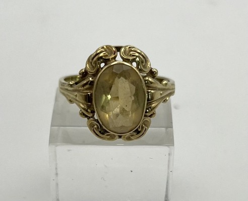 Ring mit facettiertem Citrin, Gelbgold 585 (punziert).