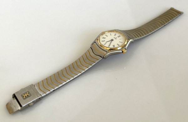 Ebel Classic Wave Damenarmbanduhr, Swiss Made, Edelstahl, 750 Gelbgold.