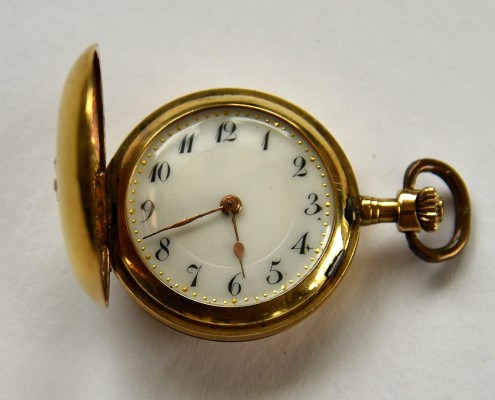 Taschenuhr, 585 Gelbgold, Staubdeckel bezeichnet: 