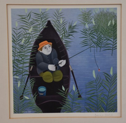 Epple, Bruno (1931-2023) Angler, Farbserigraphie, 1983.