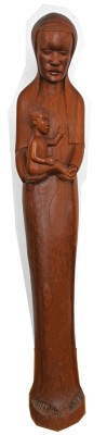 Afrikanische Madonna, allansichtige Holzskulptur, wohl Rosenholz, Herkunft Tansania.