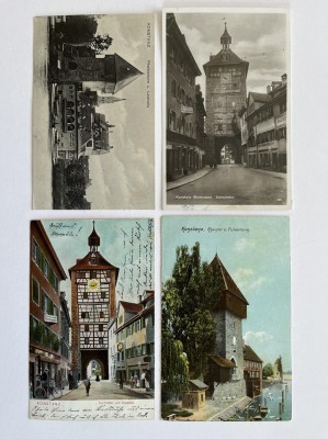 30 Postkarten Konstanz, Album Nr. 13, Sammelschwerpunkt 'Stadttore, Türme, Säulen', Jahrhundertwende.