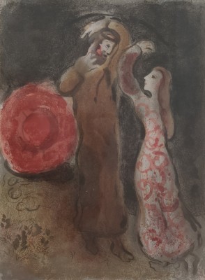 Chagall, Marc (1887-1985) Boas trifft Ruth, Farblithografie auf Bütten.