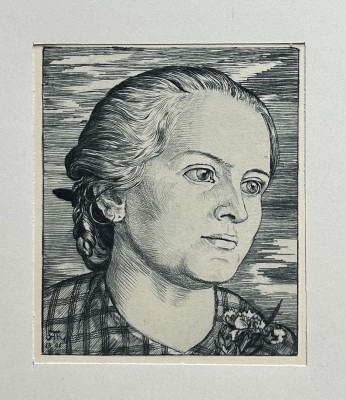 Thoma, Hans (1839-1924) Frau im Profil, 1901, Radierung.