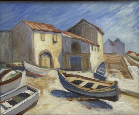 Steinhauser, Erwin (1939-2023) Boote, Acryl auf Platte.