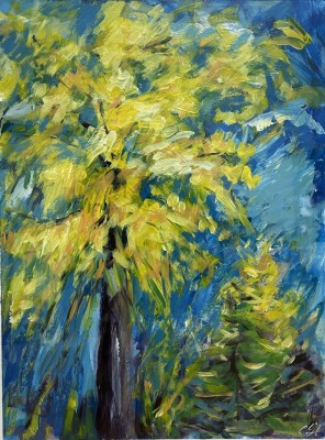 Steinhauser, Erwin (1939-2023) Baum in kräftigen Farben, Acryl auf Papier.