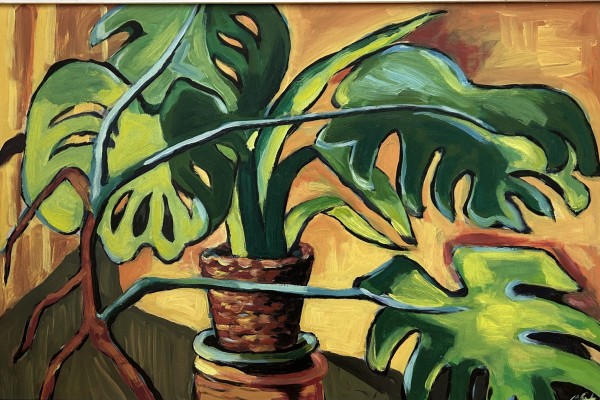 Steinhauser, Erwin (1939-2023) Monstera Deliciosa, Acryl auf Platte.