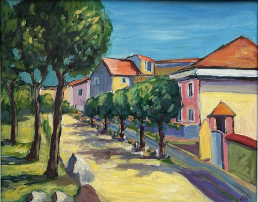 Steinhauser, Erwin (1939-2023) Allee, Acryl auf Malkarton.