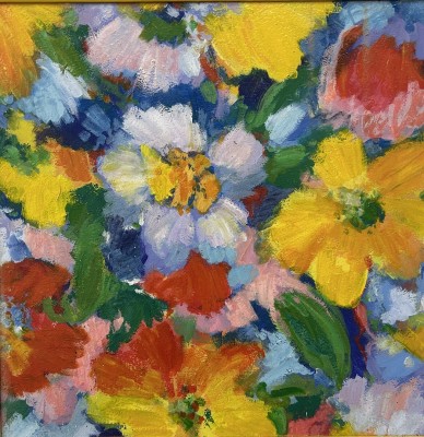 Steinhauser, Erwin (1939-2023) Blumen in kräftigen Farben, Acryl auf Platte.