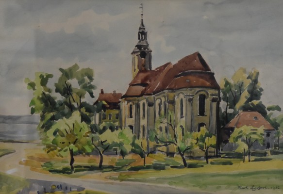 Einhart, Karl (1884-1967) Kloster Birnau, Aquarell, 1956.