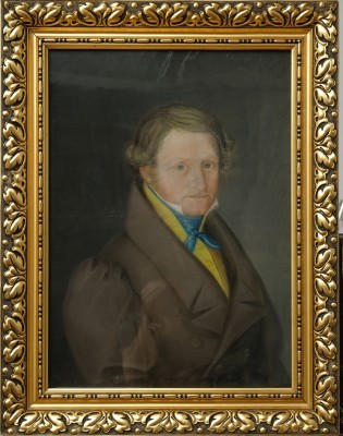 Anonymer Portraitmaler (19. Jahrhundert) Anton Mock (1833-1903), Herrenportrait in Tracht, Pastell mit Kreide auf Papier. Freiherr / Gutspächter des Schlosses Warthausen.