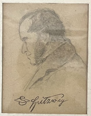 Spitzweg, Carl (1808-1885) Herrenportrait, Bleistiftzeichnung.