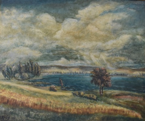 Greis, Adolf (1921-2004) Seeblick, Öl auf Platte, 1946.